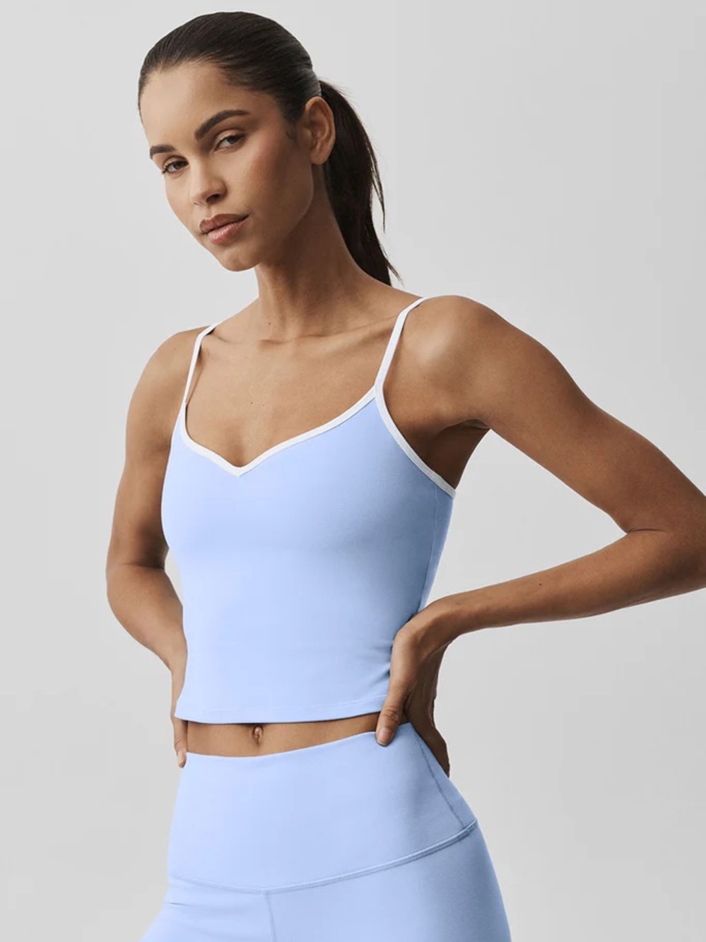 🩵ALO🩵 LIGHT PROVENCE BLUE Airbrush Refined Bra Tank - Picture 2 of 7